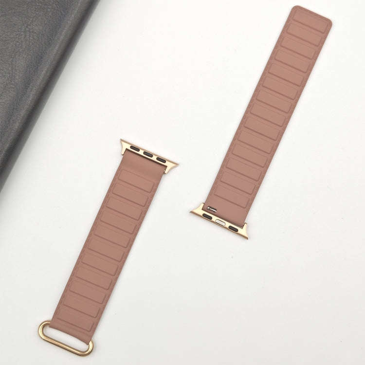 For Apple Watch Ultra 49mm Reverse Buckle Magnetic Silicone Watch Band(Rose Buckle Rouge)