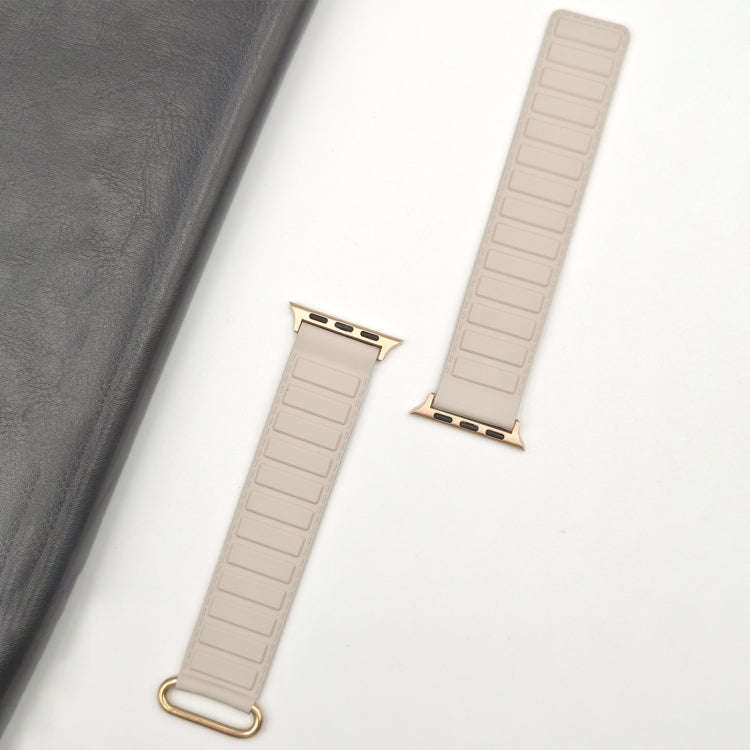 For Apple Watch Series 8 45mm  Reverse Buckle Magnetic Silicone Watch Band(Rose Buckle Starlight ...