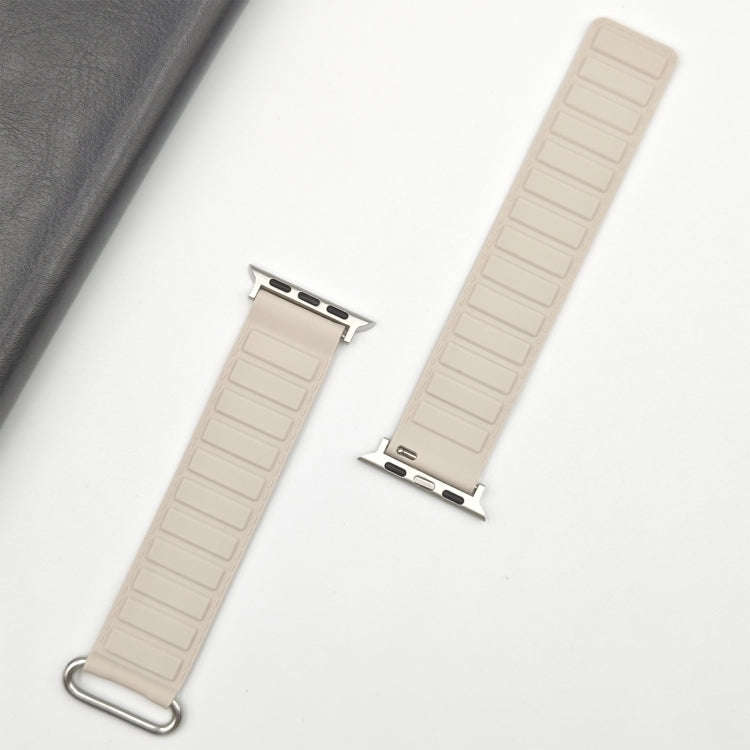 For Apple Watch SE 2022 40mm Reverse Buckle Magnetic Silicone Watch Band(Silver Buckle Starlight)