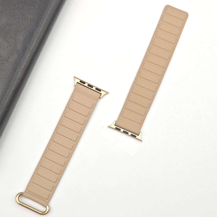 For Apple Watch SE 2022 40mm Reverse Buckle Magnetic Silicone Watch Band(Rose Buckle Milk Grey)