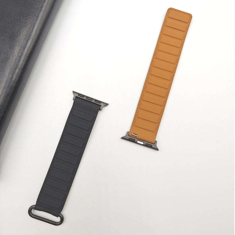 For Apple Watch SE 2022 44mm Reverse Buckle Magnetic Silicone Watch Band(Silver Buckle Blue)
