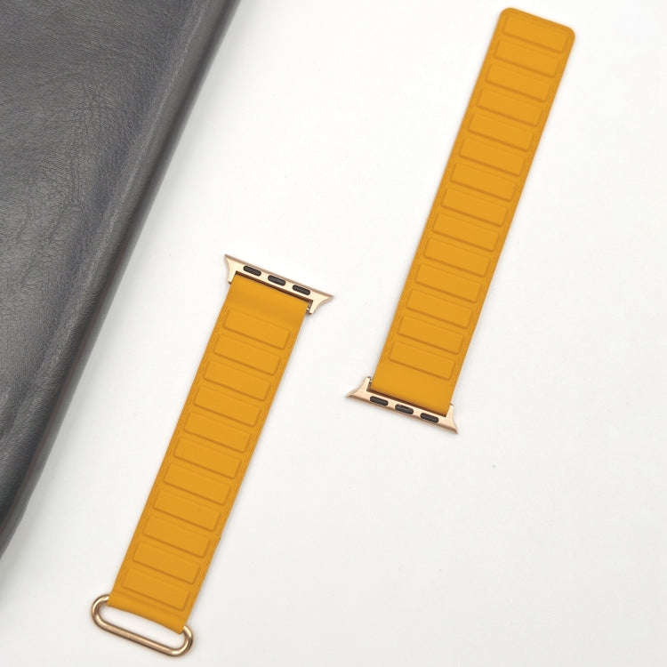 For Apple Watch 38mm Reverse Buckle Magnetic Silicone Watch Band(Rose Buckle Poppy Brown)