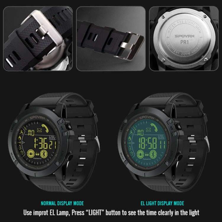SPOVAN PR1 Outdoor Waterproof Luminous Bluetooth Smart Watch(Blue)
