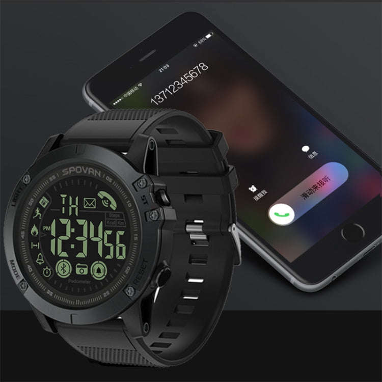 SPOVAN PR1 Outdoor Waterproof Luminous Bluetooth Smart Watch(Black)