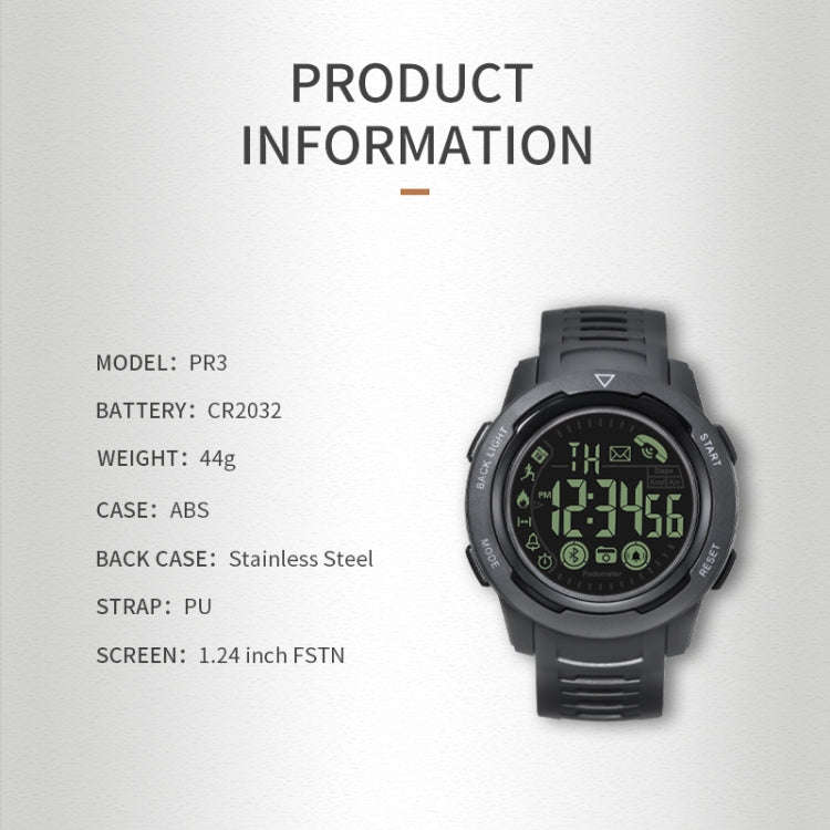 SPOVAN PR3 Outdoor Waterproof Bluetooth Smart Sports Watch(Black)