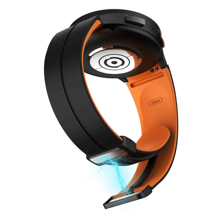 For Samsung Galaxy Watch 6 / 6 Classic Dual Color Magnetic Folding Buckle Silicone Watch Band(Bla...