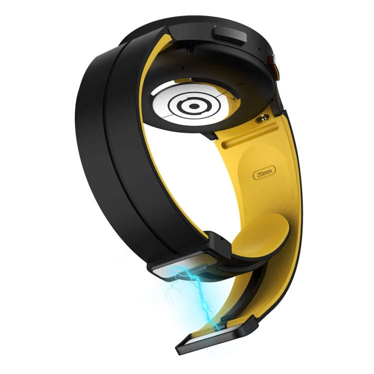 For Samsung Galaxy Watch 6 / 6 Classic Dual Color Magnetic Folding Buckle Silicone Watch Band(Bla...