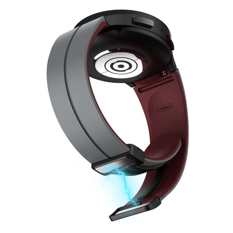 For Samsung Galaxy Watch 6 / 6 Classic Dual Color Magnetic Folding Buckle Silicone Watch Band(Gre...