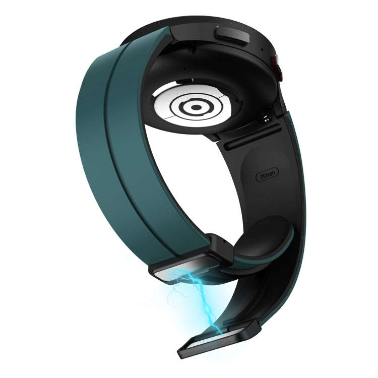 For Samsung Galaxy Watch 6 / 6 Classic Dual Color Magnetic Folding Buckle Silicone Watch Band(Dar...