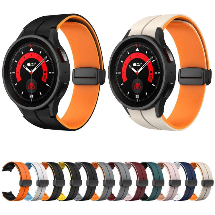 For Samsung Galaxy Watch 6 / 6 Classic Dual Color Magnetic Folding Buckle Silicone Watch Band(Bla...
