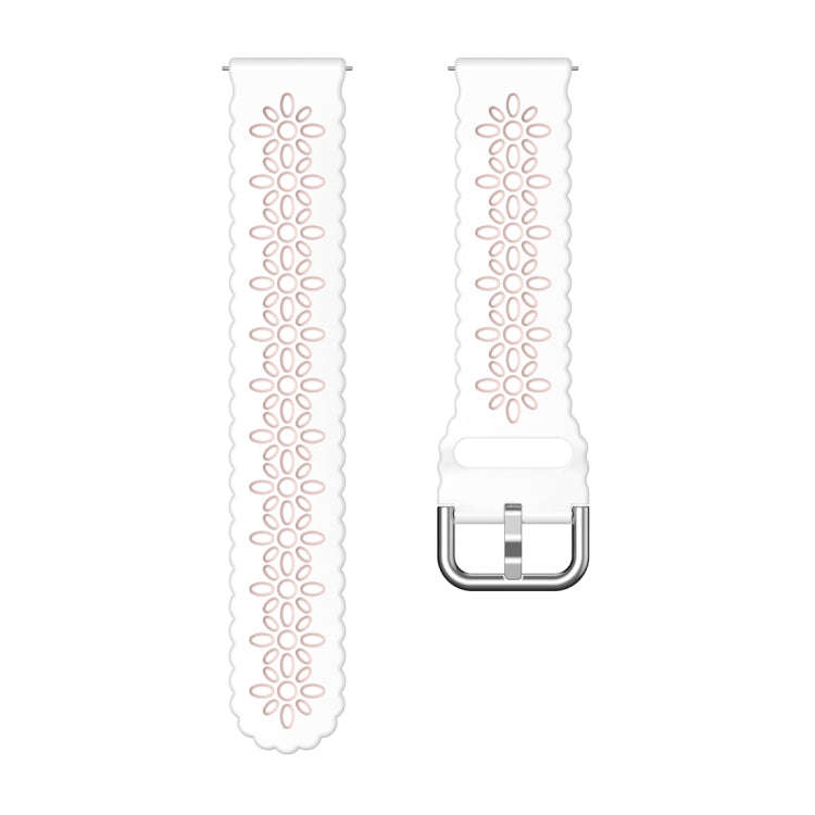 For Samsung Galaxy Watch 6 / 6 Classic Two Color Plum Blossom Hollowed Silicone Watch Band(White+...