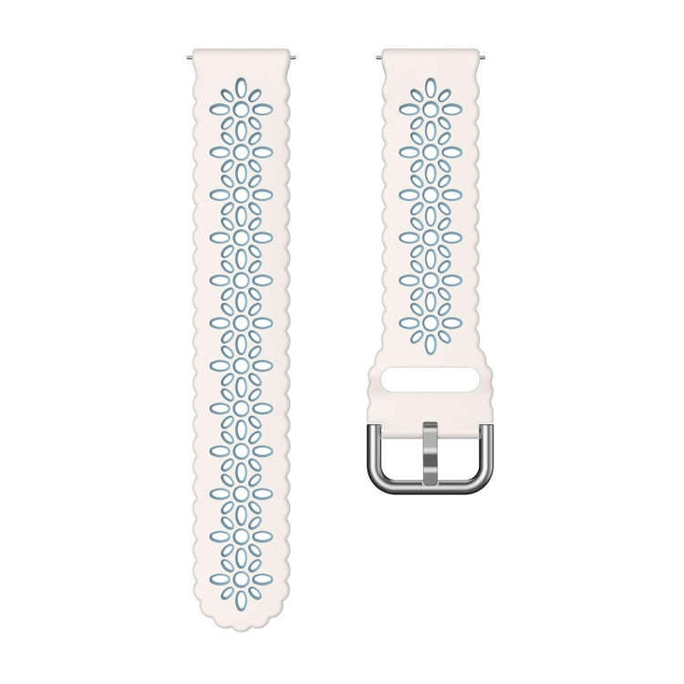 For Samsung Galaxy Watch 6 / 6 Classic Two Color Plum Blossom Hollowed Silicone Watch Band(White+...