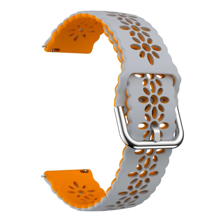 For Samsung Galaxy Watch 6 / 6 Classic Two Color Plum Blossom Hollowed Silicone Watch Band(Light ...