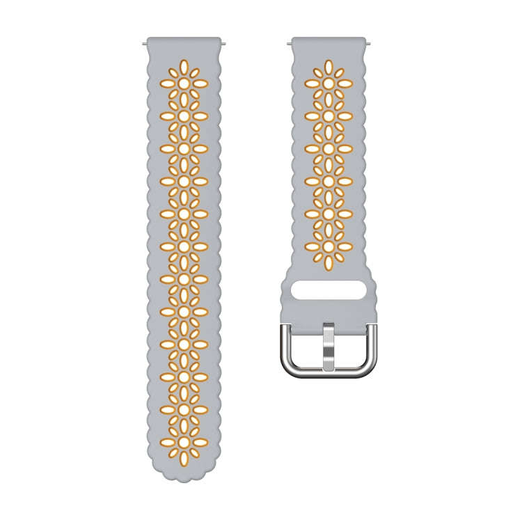 For Samsung Galaxy Watch 6 / 6 Classic Two Color Plum Blossom Hollowed Silicone Watch Band(Light ...