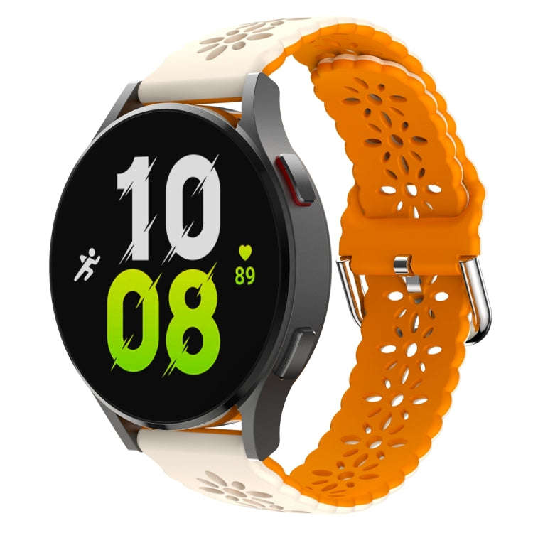 For Samsung Galaxy Watch 6 / 6 Classic Two Color Plum Blossom Hollowed Silicone Watch Band(Starli...