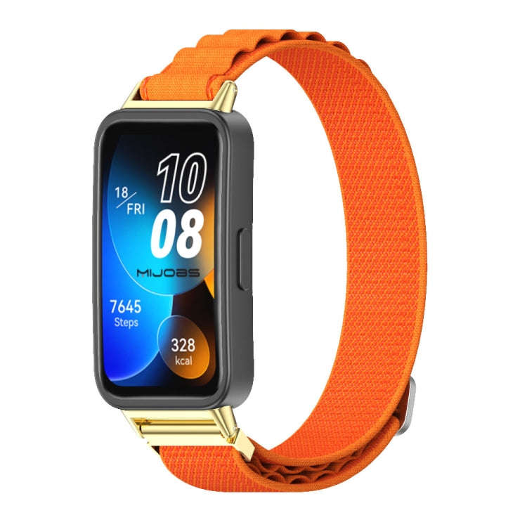 For Huawei Band 8 / 9 / 10 Mijobs Nylon Breathable Watch Band(Orange+Gold)