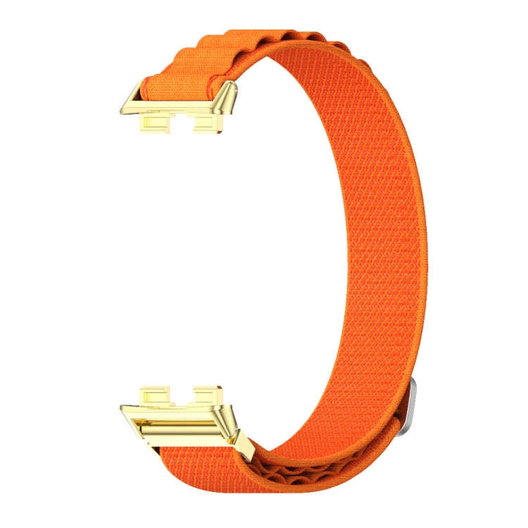 For Huawei Band 8 / 9 / 10 Mijobs Nylon Breathable Watch Band(Orange+Gold)
