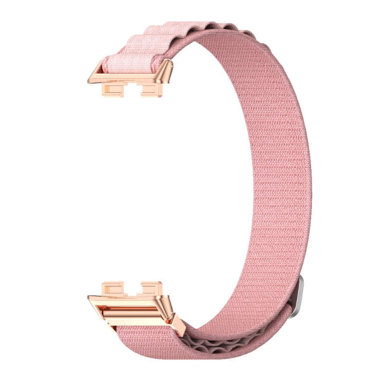 For Huawei Band 8 / 9 / 10 Mijobs Nylon Breathable Watch Band(Pink+Rose Gold)