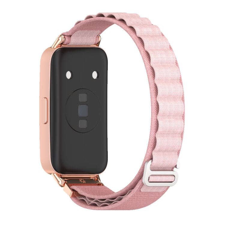 For Huawei Band 8 / 9 / 10 Mijobs Nylon Breathable Watch Band(Pink+Rose Gold)