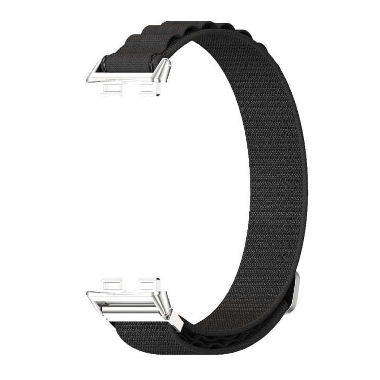 For Huawei Band 8 / 9 / 10 Mijobs Nylon Breathable Watch Band(Black+Silver)
