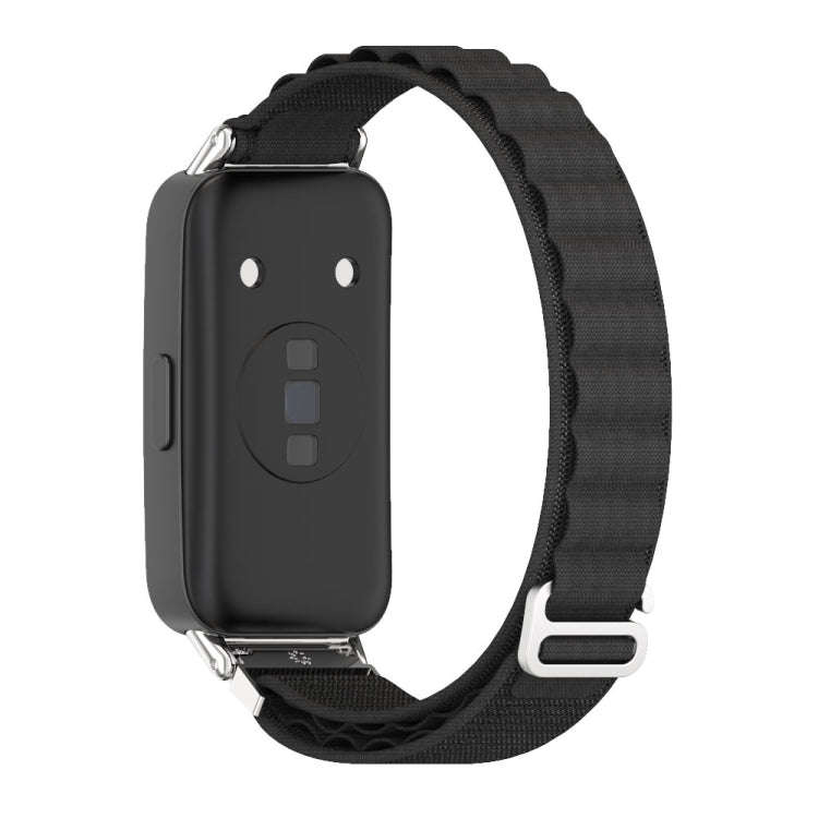 For Huawei Band 8 / 9 / 10 Mijobs Nylon Breathable Watch Band(Black+Silver)