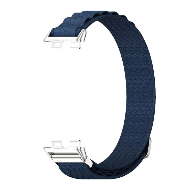 For Huawei Band 8 / 9 / 10 Mijobs Nylon Breathable Watch Band(Midnight Blue+Silver)