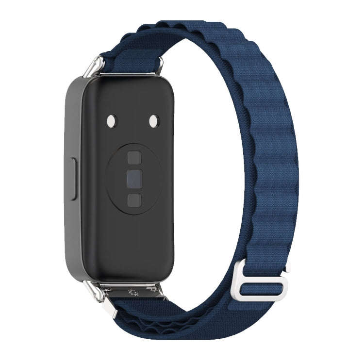 For Huawei Band 8 / 9 / 10 Mijobs Nylon Breathable Watch Band(Midnight Blue+Silver)