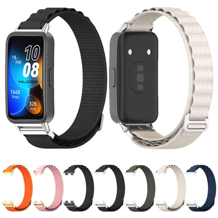 For Huawei Band 8 / 9 / 10 Mijobs Nylon Breathable Watch Band(Grey+Silver)