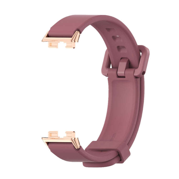 For Huawei Band 8 / 9 / 10 Mijobs Silicone Breathable Watch Band(Wine Red+Rose Gold)