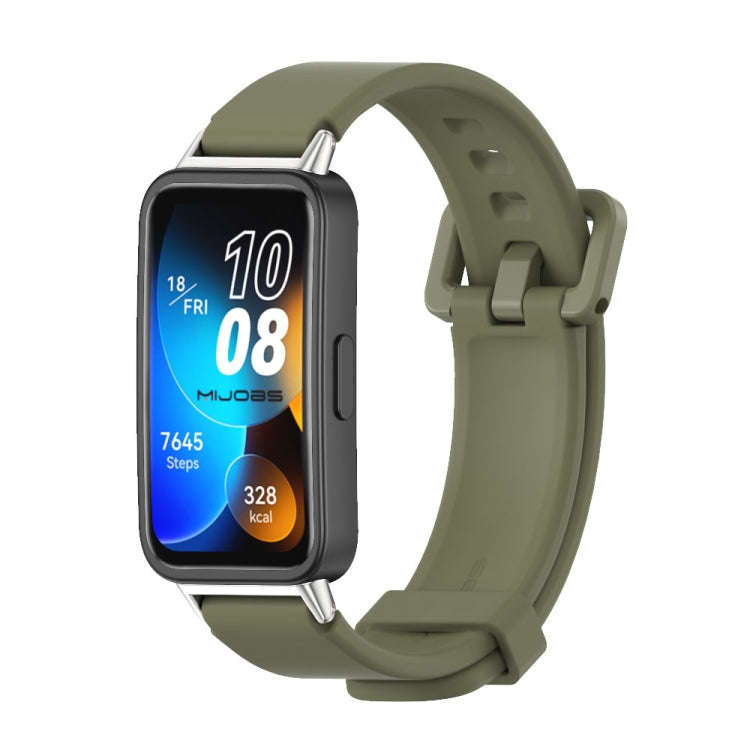For Huawei Band 8 / 9 / 10 Mijobs Silicone Breathable Watch Band(Army Green)