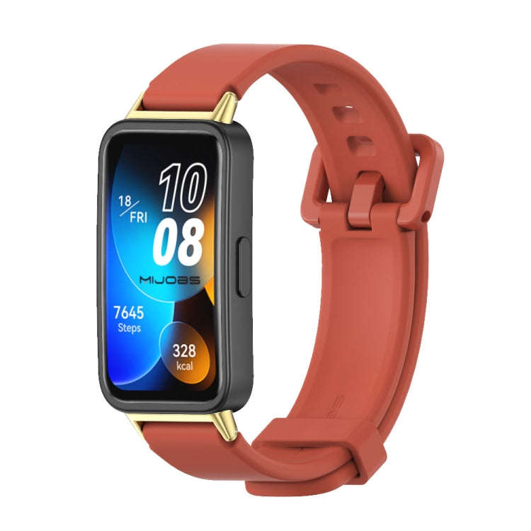 For Huawei Band 8 / 9 / 10 Mijobs Silicone Breathable Watch Band(Orange+Gold)