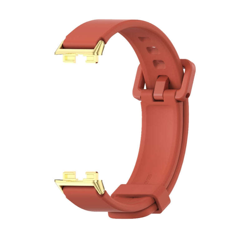 For Huawei Band 8 / 9 / 10 Mijobs Silicone Breathable Watch Band(Orange+Gold)