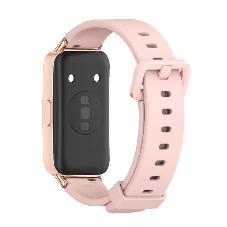 For Huawei Band 8 / 9 / 10 Mijobs Silicone Breathable Watch Band(Pink+Rose Gold)