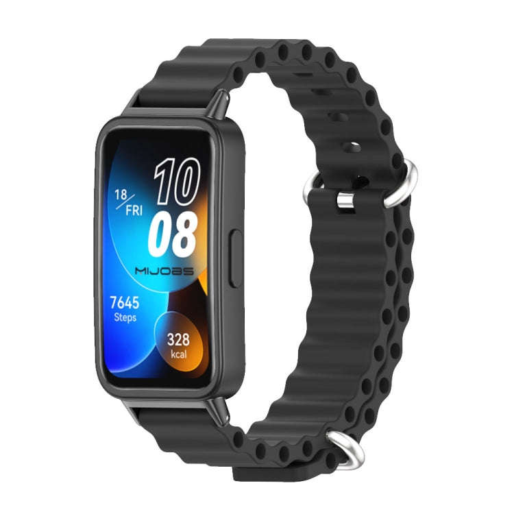 For Huawei Band 8 / 9 / 10 Mijobs Marine Silicone Breathable Watch Band(Black)