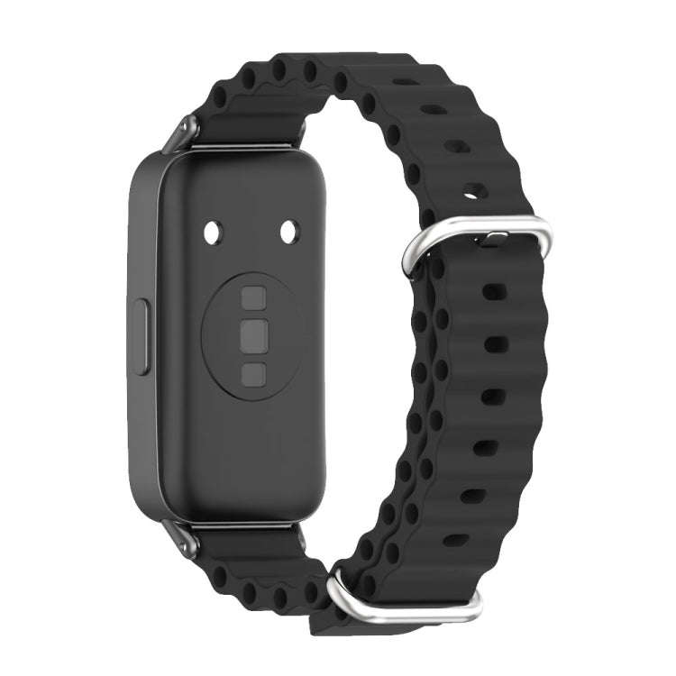 For Huawei Band 8 / 9 / 10 Mijobs Marine Silicone Breathable Watch Band(Black)