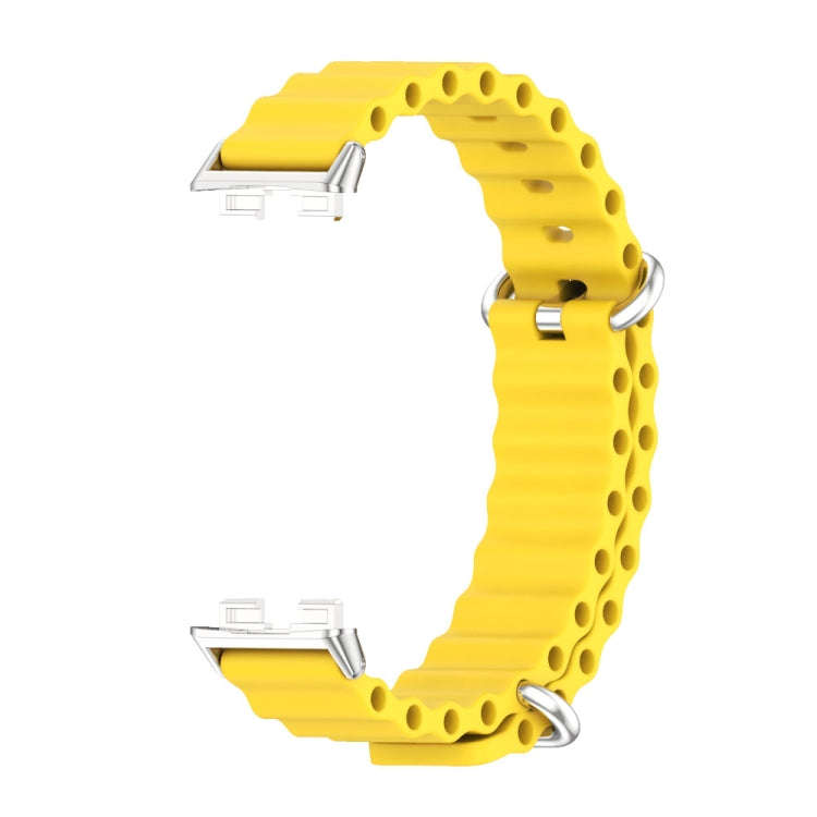 For Huawei Band 8 / 9 / 10 Mijobs Marine Silicone Breathable Watch Band(Yellow+Silver)