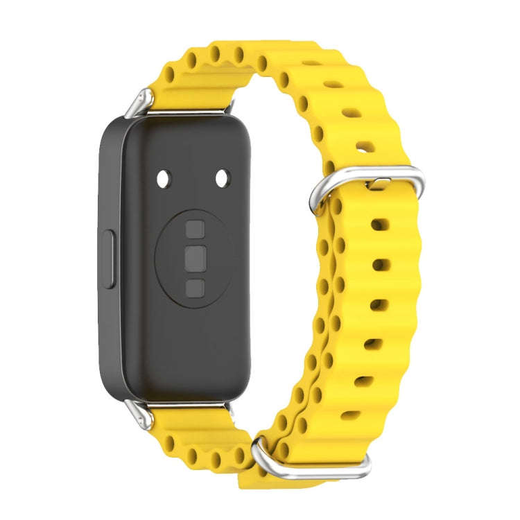 For Huawei Band 8 / 9 / 10 Mijobs Marine Silicone Breathable Watch Band(Yellow+Silver)