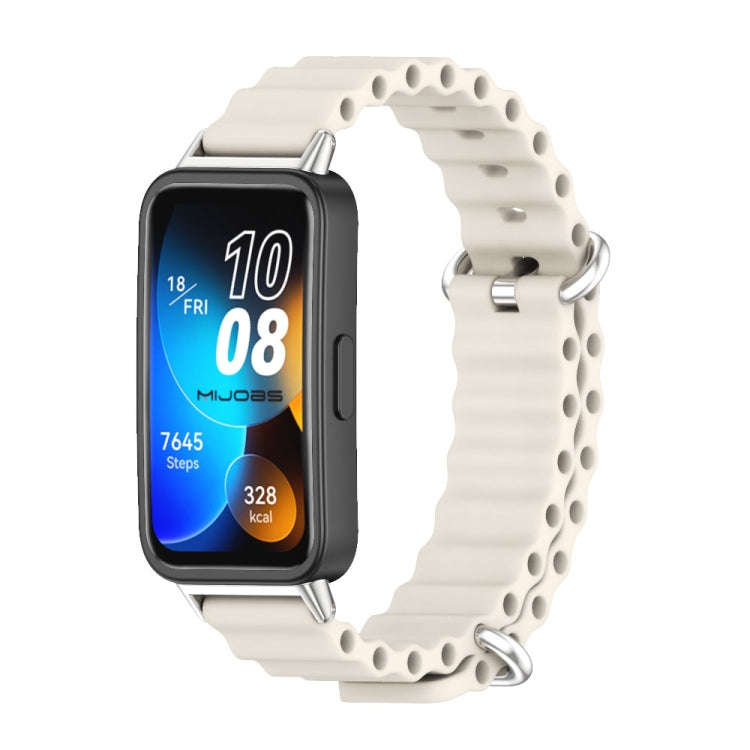 For Huawei Band 8 / 9 / 10 Mijobs Marine Silicone Breathable Watch Band(Grey+Silver)