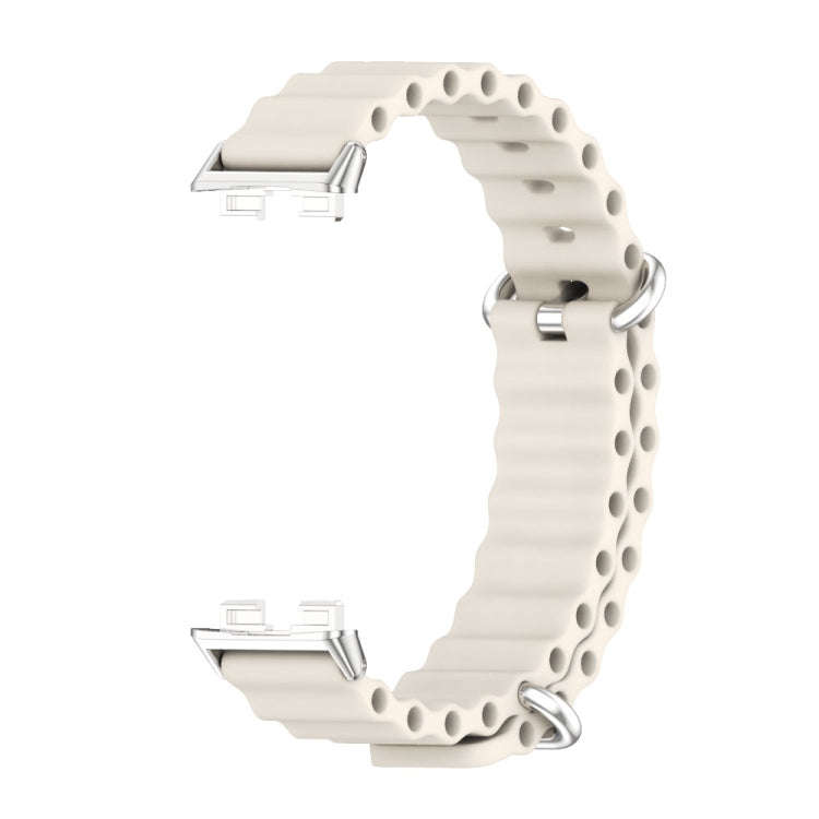 For Huawei Band 8 / 9 / 10 Mijobs Marine Silicone Breathable Watch Band(Grey+Silver)