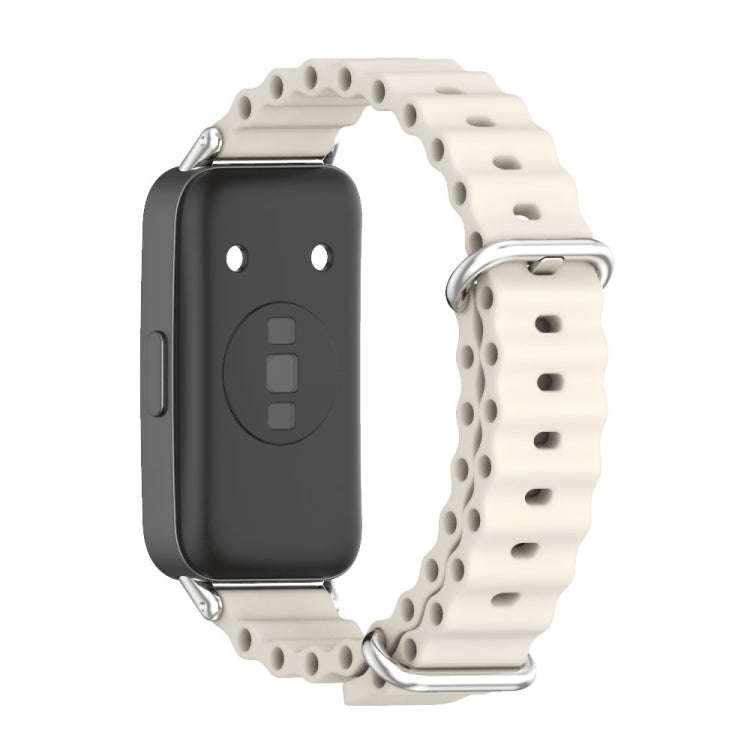 For Huawei Band 8 / 9 / 10 Mijobs Marine Silicone Breathable Watch Band(Grey+Silver)