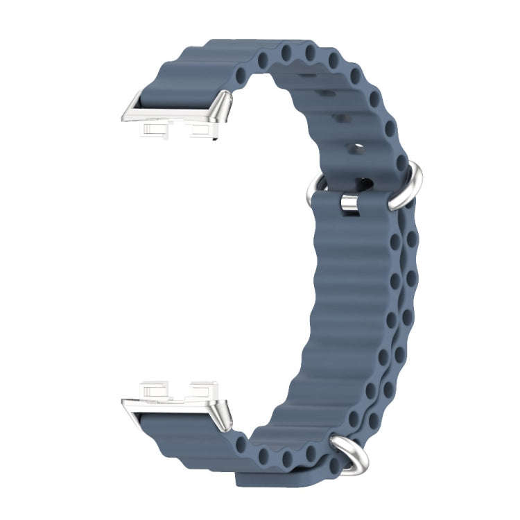 For Huawei Band 8 / 9 / 10 Mijobs Marine Silicone Breathable Watch Band(Space Blue+Silver)