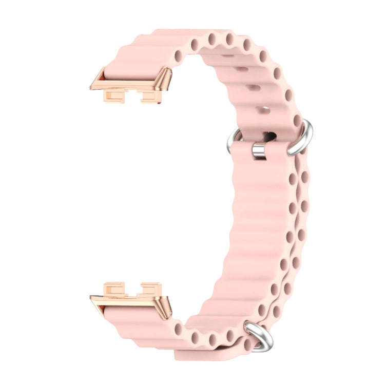 For Huawei Band 8 / 9 / 10 Mijobs Marine Silicone Breathable Watch Band(Pink+Rose Gold)