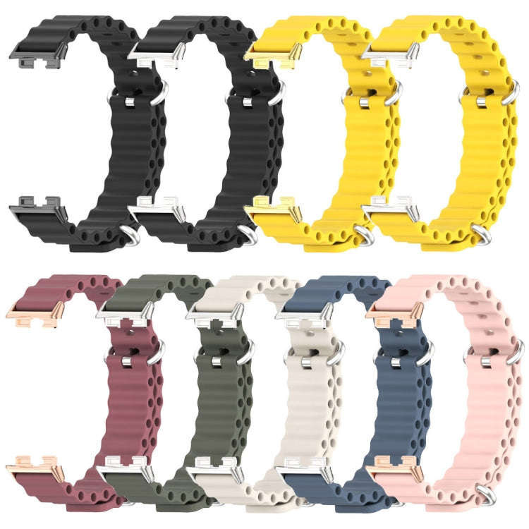 For Huawei Band 8 / 9 / 10 Mijobs Marine Silicone Breathable Watch Band(Black)
