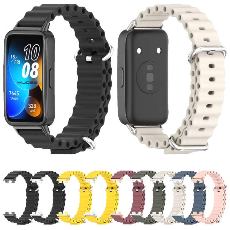 For Huawei Band 8 / 9 / 10 Mijobs Marine Silicone Breathable Watch Band(Black)