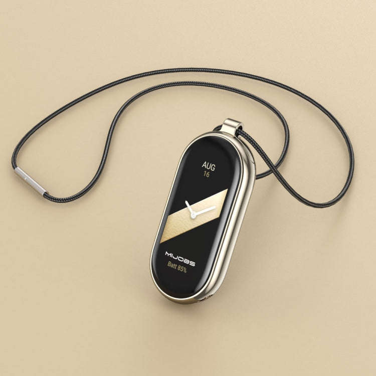 For Xiaomi Mi Band 8 / 9 / 9 NFC Mijobs Stainless Steel Buckle Wax Rope Necklace(Black+Light Gold)