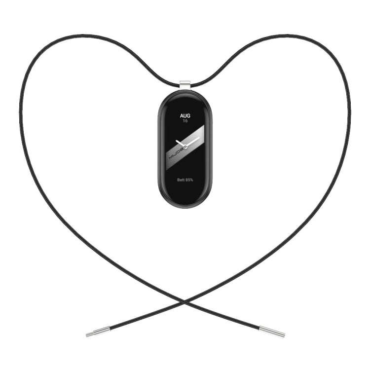 For Xiaomi Mi Band 8 / 9 / 9 NFC Mijobs Stainless Steel Buckle Wax Rope Necklace(Black+Silver)