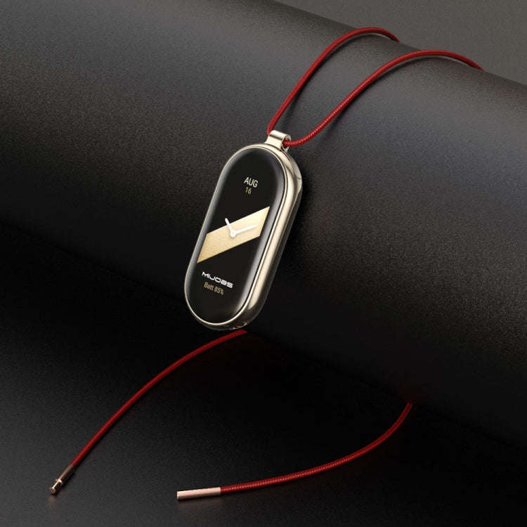 For Xiaomi Mi Band 8 / 9 / 9 NFC Mijobs Stainless Steel Buckle Wax Rope Necklace(Red+Light Gold)