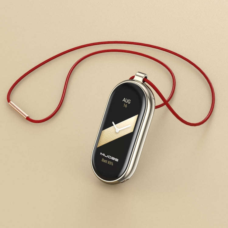 For Xiaomi Mi Band 8 / 9 / 9 NFC Mijobs Stainless Steel Buckle Wax Rope Necklace(Red+Light Gold)