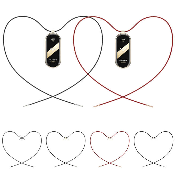 For Xiaomi Mi Band 8 / 9 / 9 NFC Mijobs Stainless Steel Buckle Wax Rope Necklace(Black)