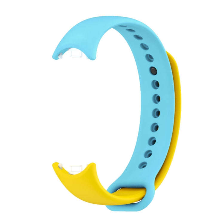 For Xiaomi Mi Band 8 Mijobs Dual Color Silicone Watch Band(Yellow+Blue)